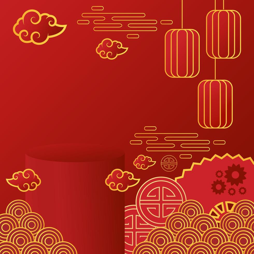 Vector 3d chinese podium showcase product happy new year