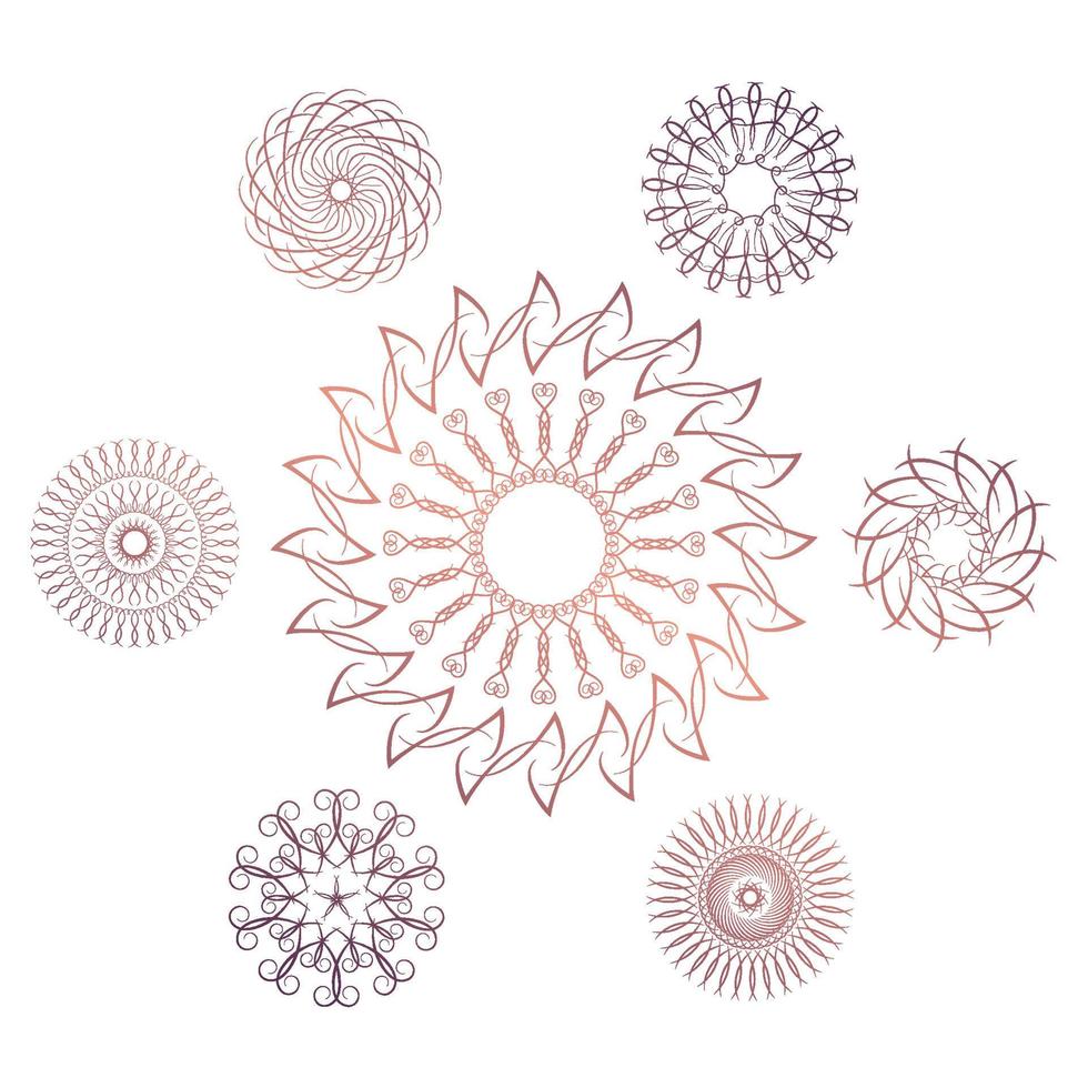 conjunto de siete elementos circulares geométricos. monograma vectorial sobre fondo blanco. ilustración vectorial vector