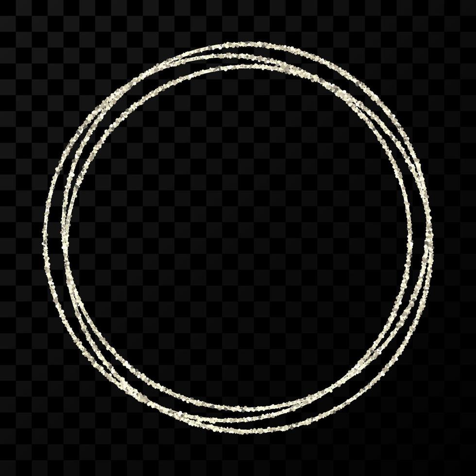 Silver circle frame. Modern shiny frame with light effects isolated. Vector illustration.