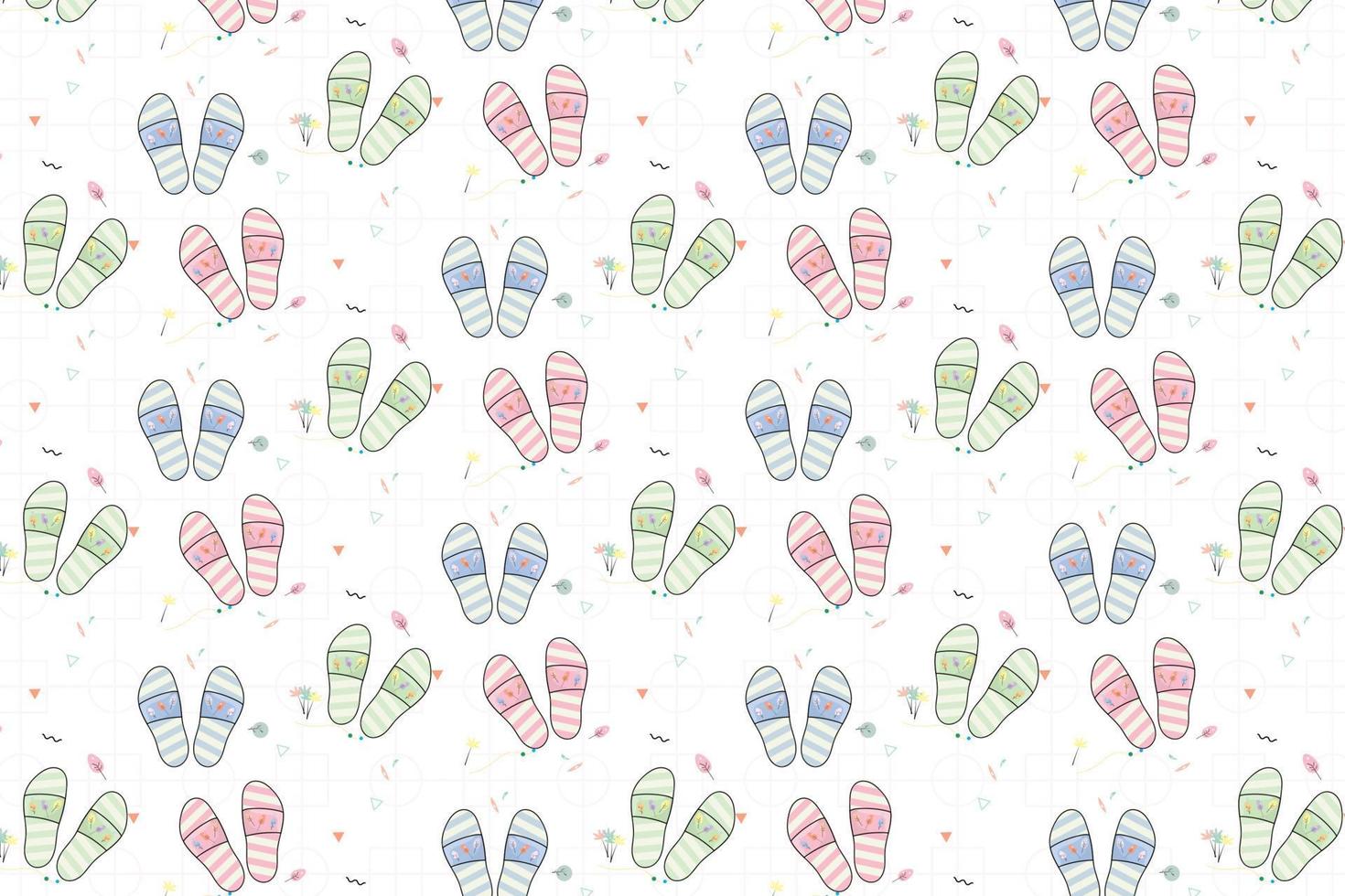 Pattern with slippers in pastel tones abstract pattern vector background for design