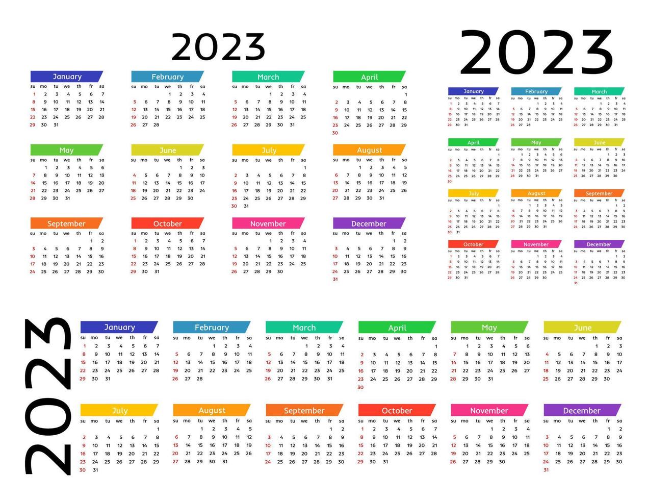 calendario para 2023 aislado en un fondo blanco vector