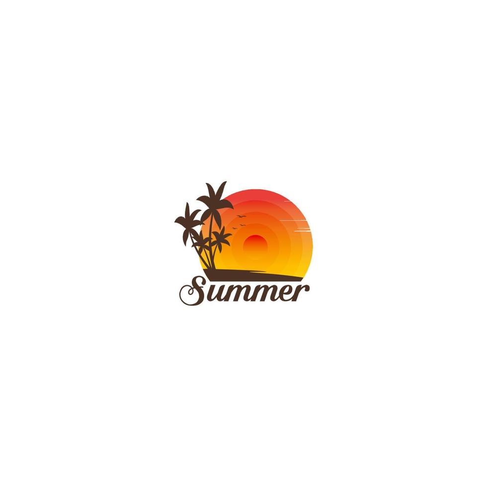 logo design summer beach flat design concept vector