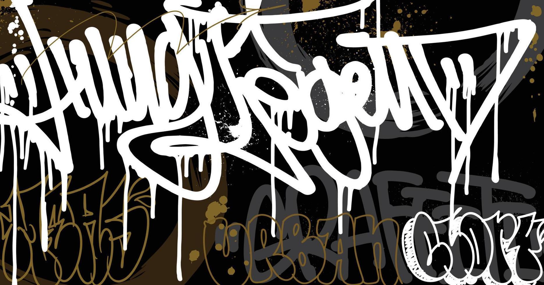 Abstract graffiti art background with scribble throw-up and tagging hand-drawn style. Street art graffiti urban theme for prints, patterns, banners, and textiles in vector format.