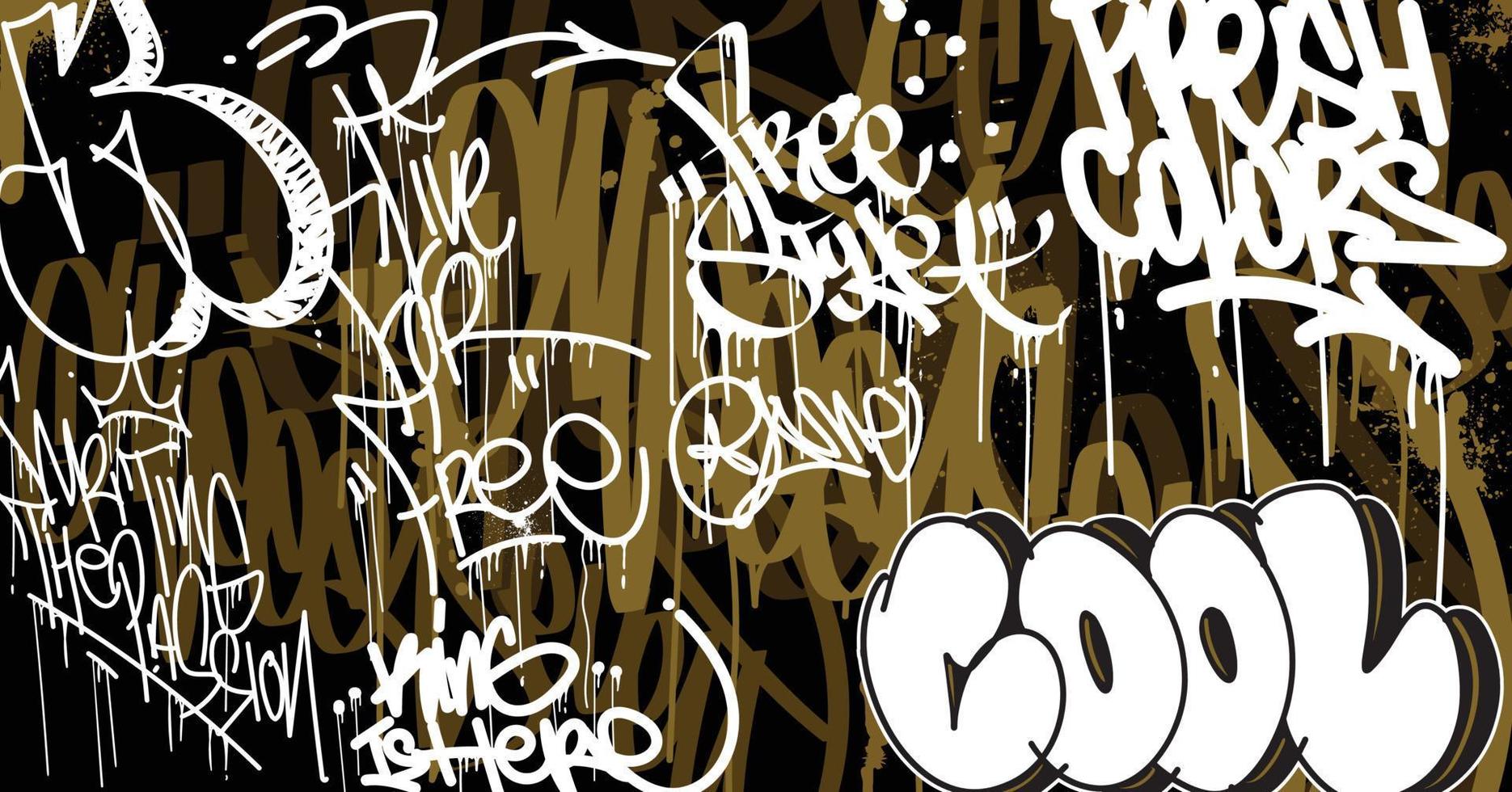 Abstract graffiti art background with scribble throw-up and tagging hand-drawn style. Street art graffiti urban theme for prints, patterns, banners, and textiles in vector format.