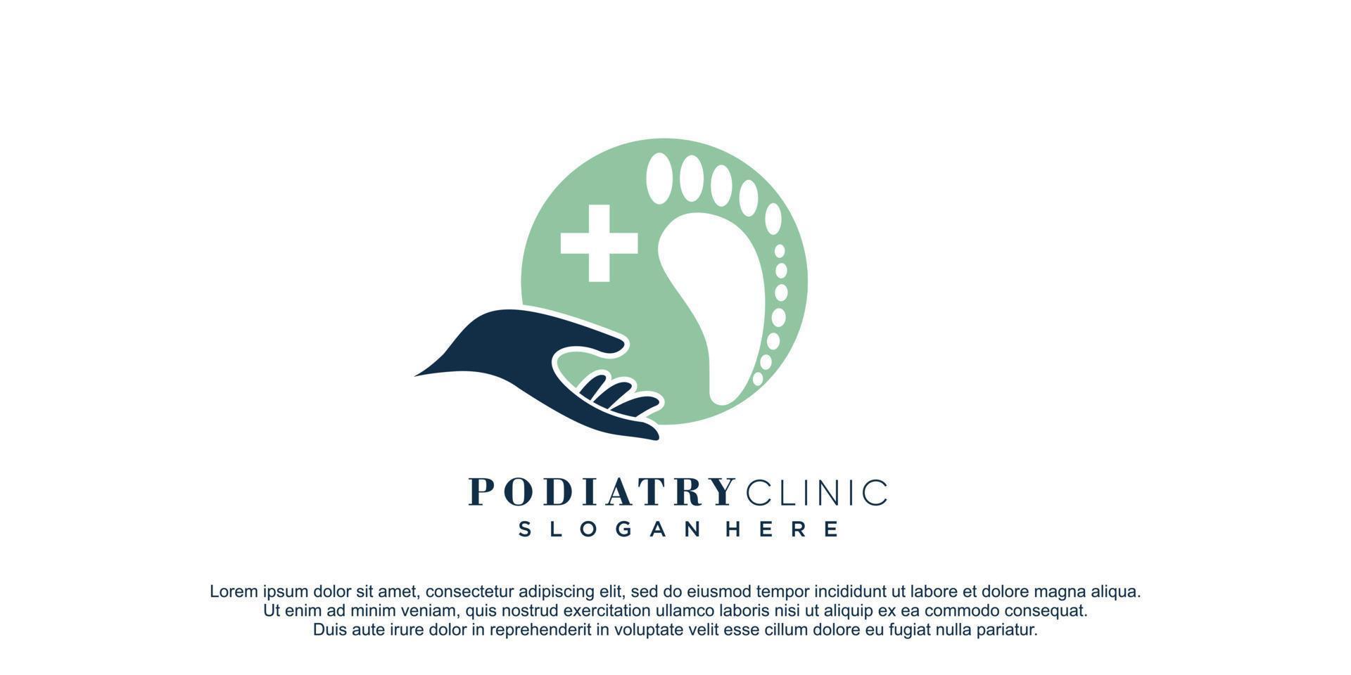 Podiatry logo with creative concept design vector icon illustration