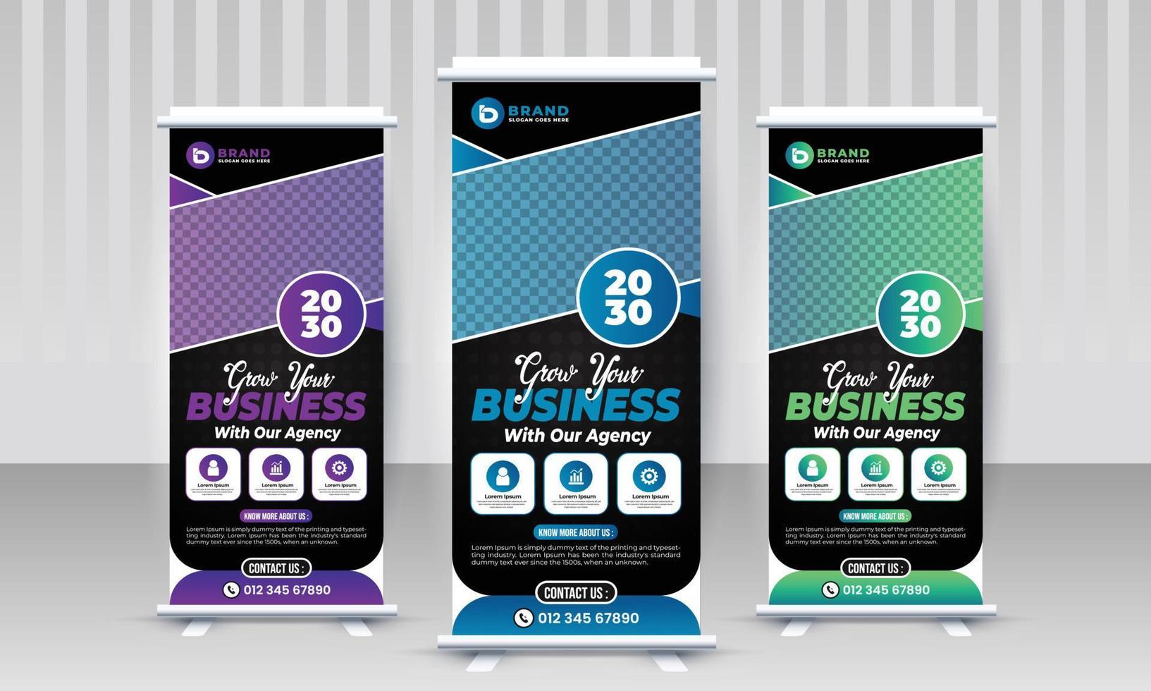 Creative corporate agency business standee x rollup pullup signage retractable banner design vector template