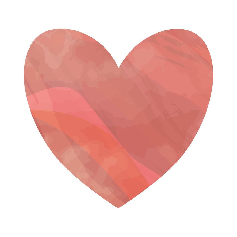 Watercolor painted pink heart, vector element for your design. Vector illustration