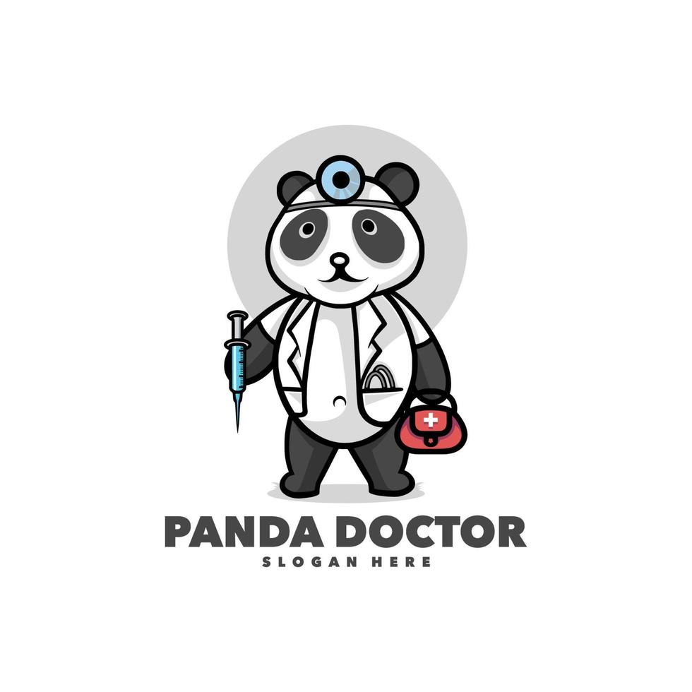 Cute panda doctor vector