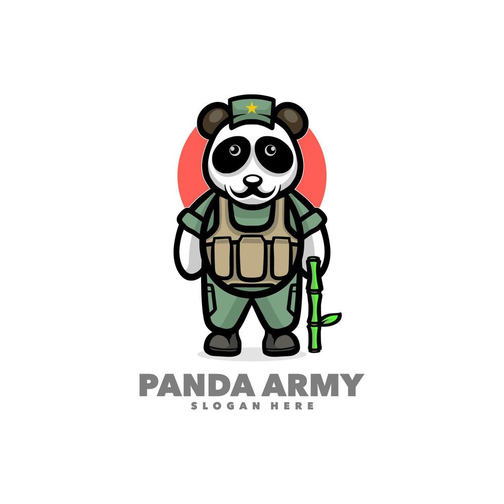Cute panda army vector