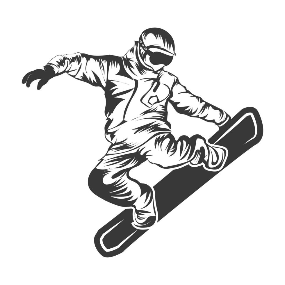 Snowboard Homme Silhouette Vector Illustration 3d