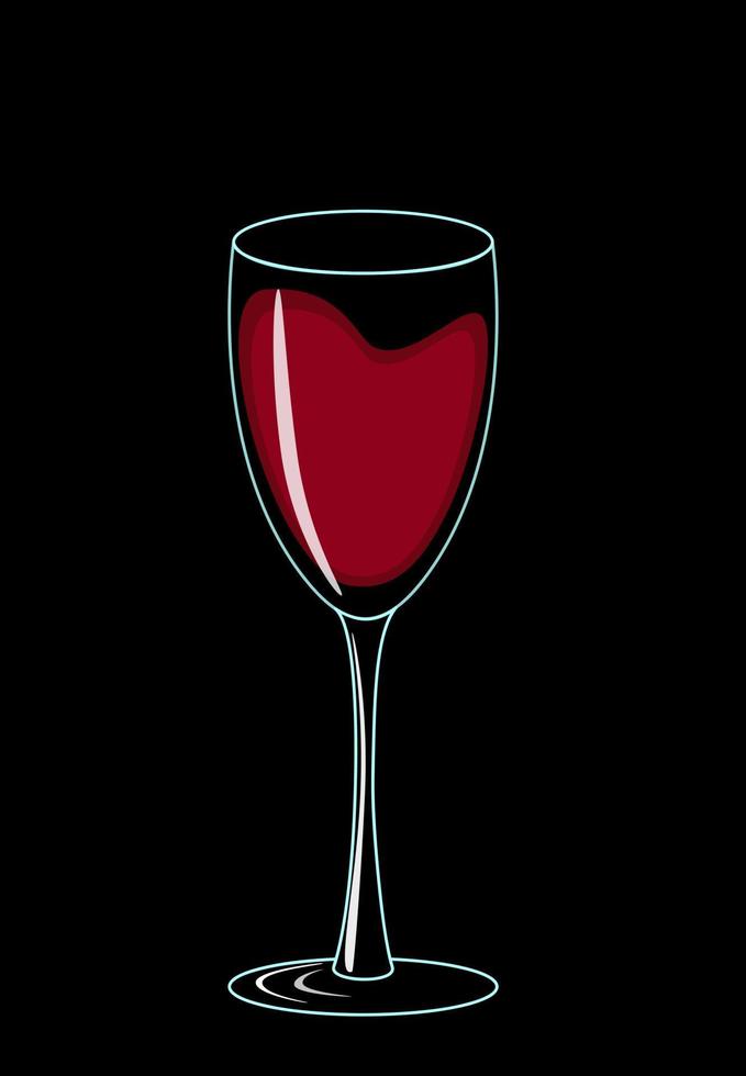 glass of red wine on black background vector