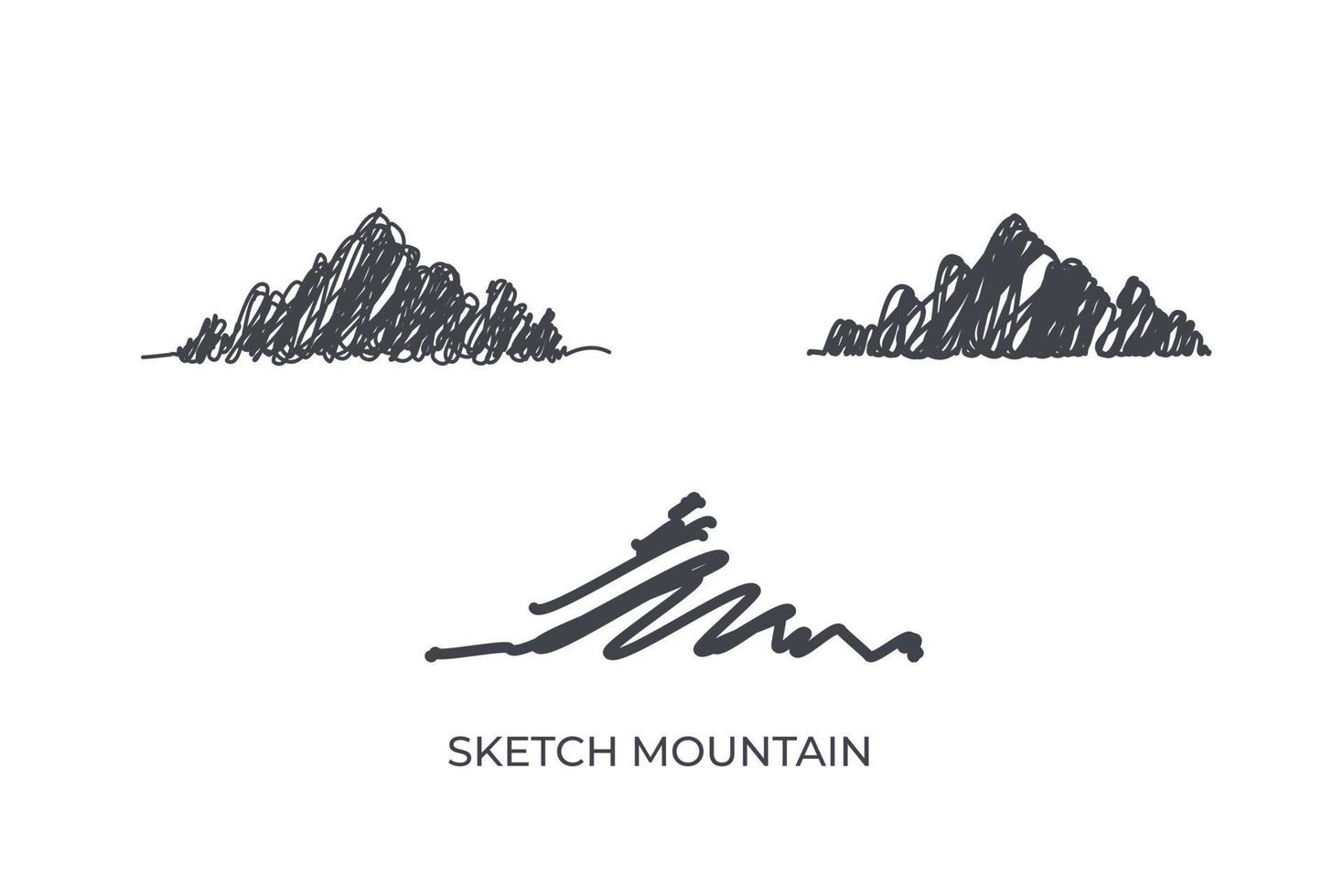 sketch art mountains set vector