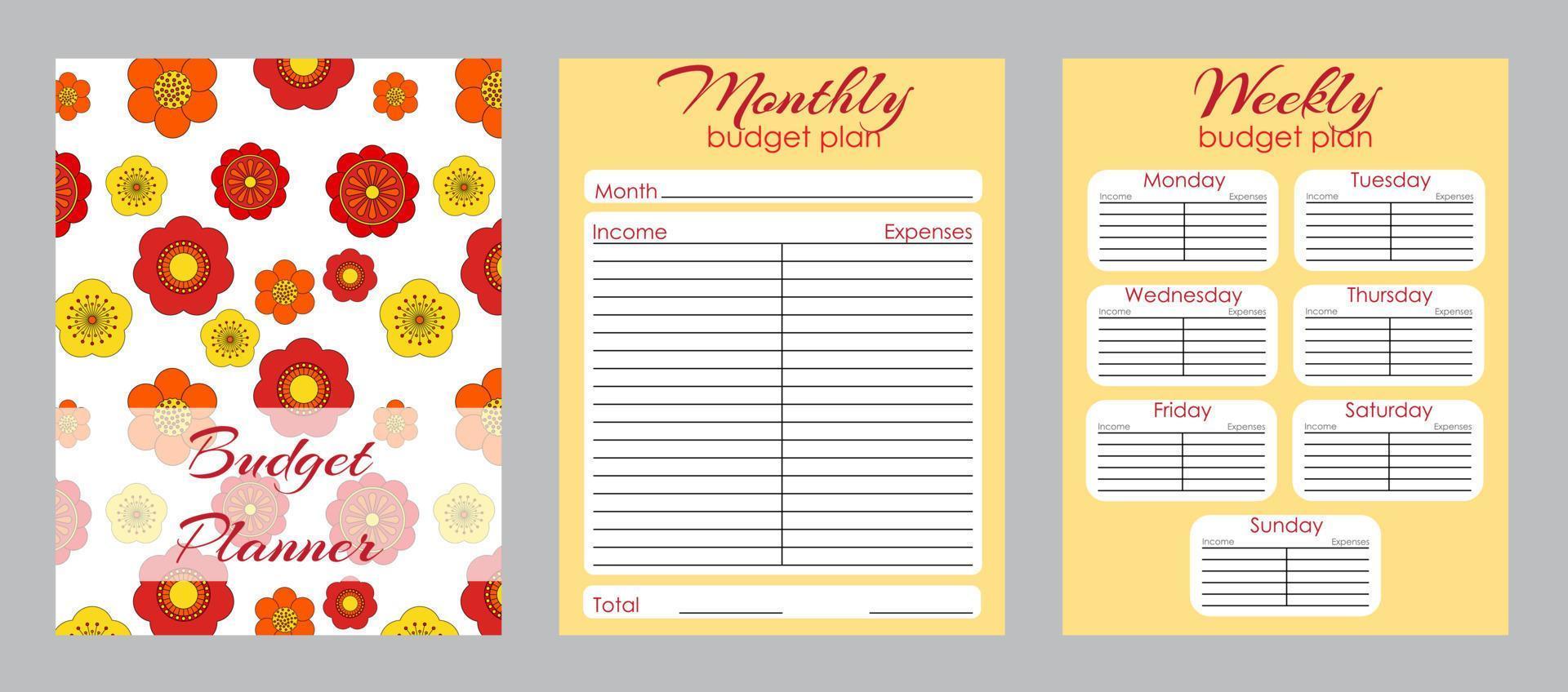 Monthly and weekly budget planner. A4 format 6410412 Vector Art at