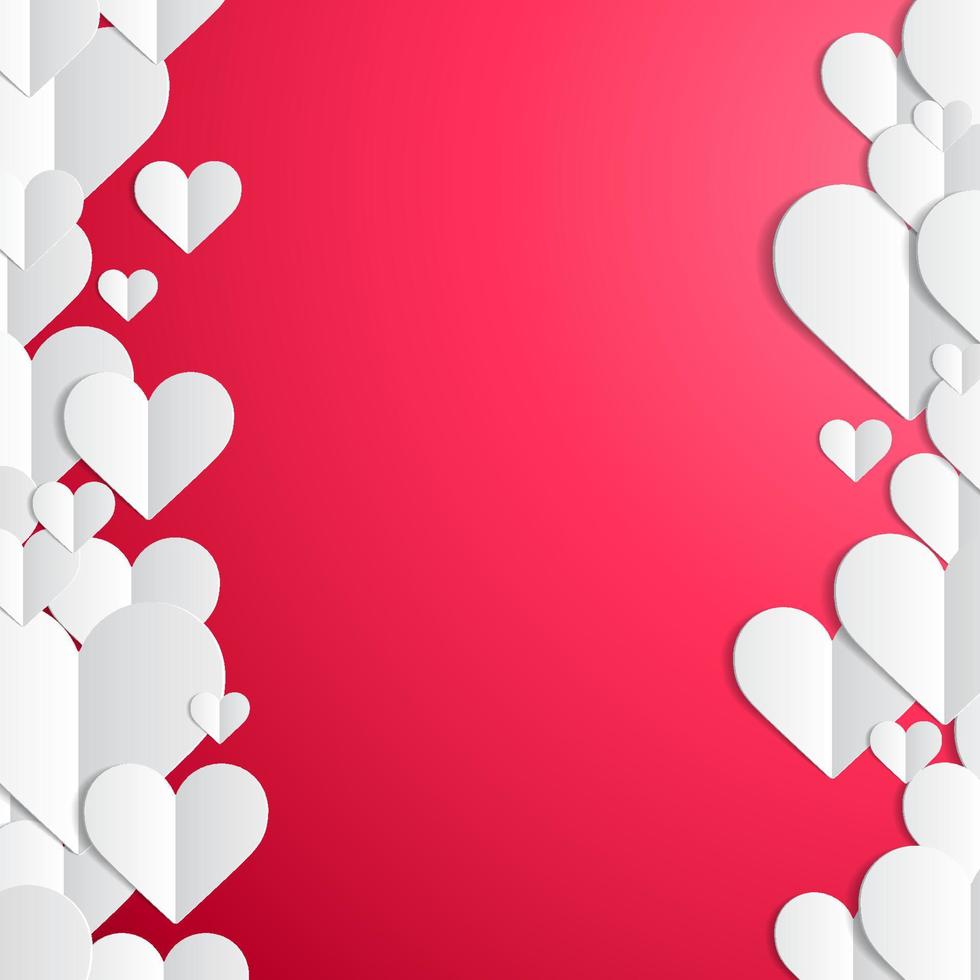 Valentines Day frame with lines of cut paper hearts vector