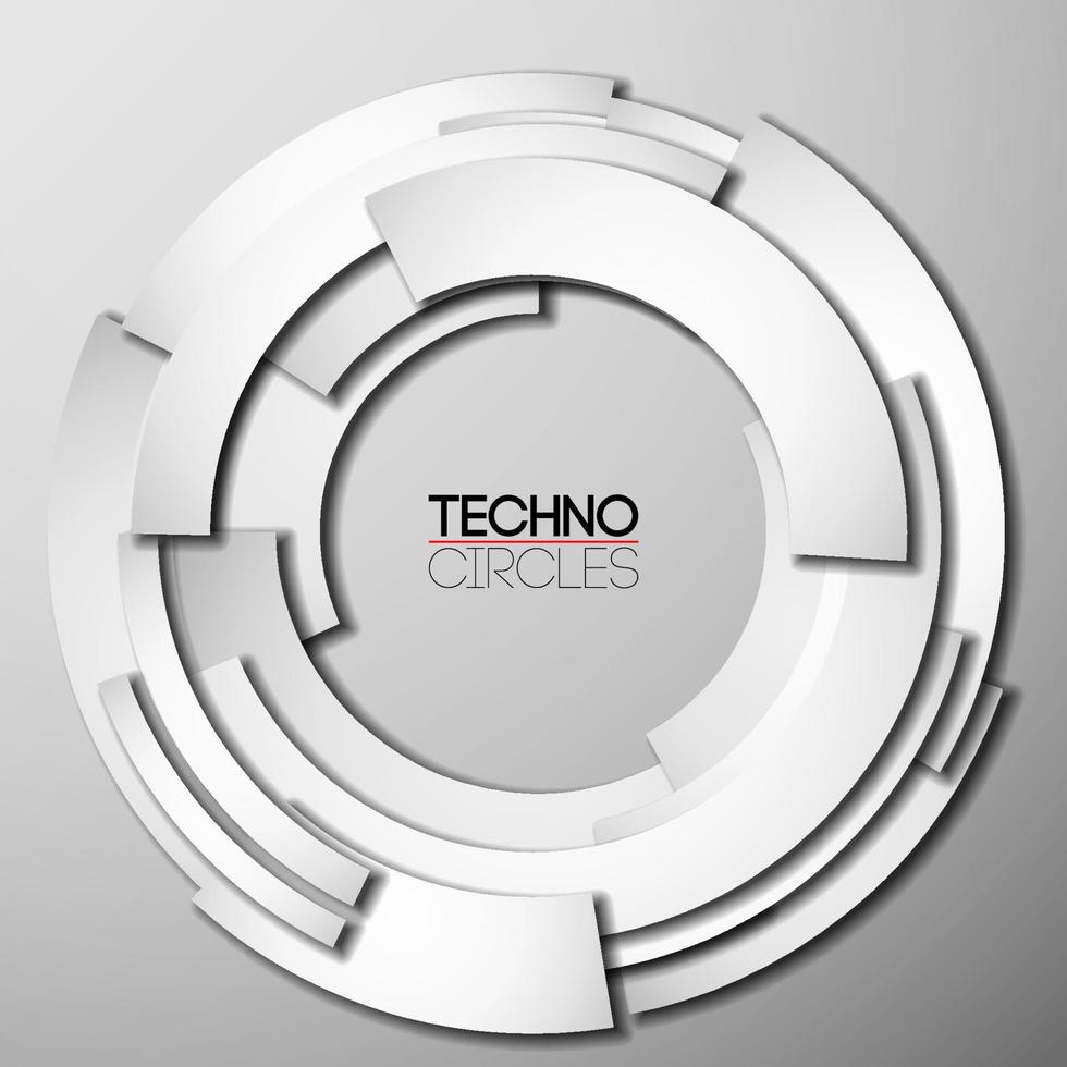 White paper tech circle frame with shadow vector