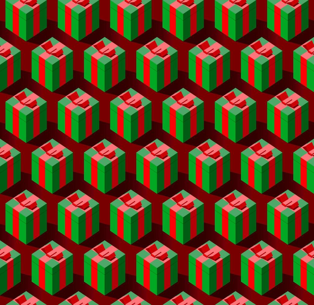 Seamless pattern with green gift boxes for holidays vector