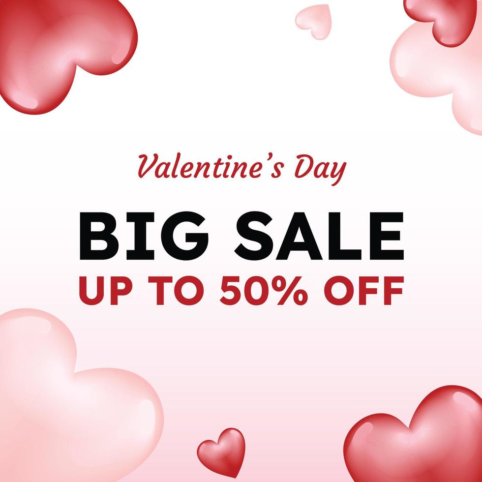Valentine's day background sale social media post with romantic background color and spread of heart and love romantic symbolic discount promotions marketing sales vector