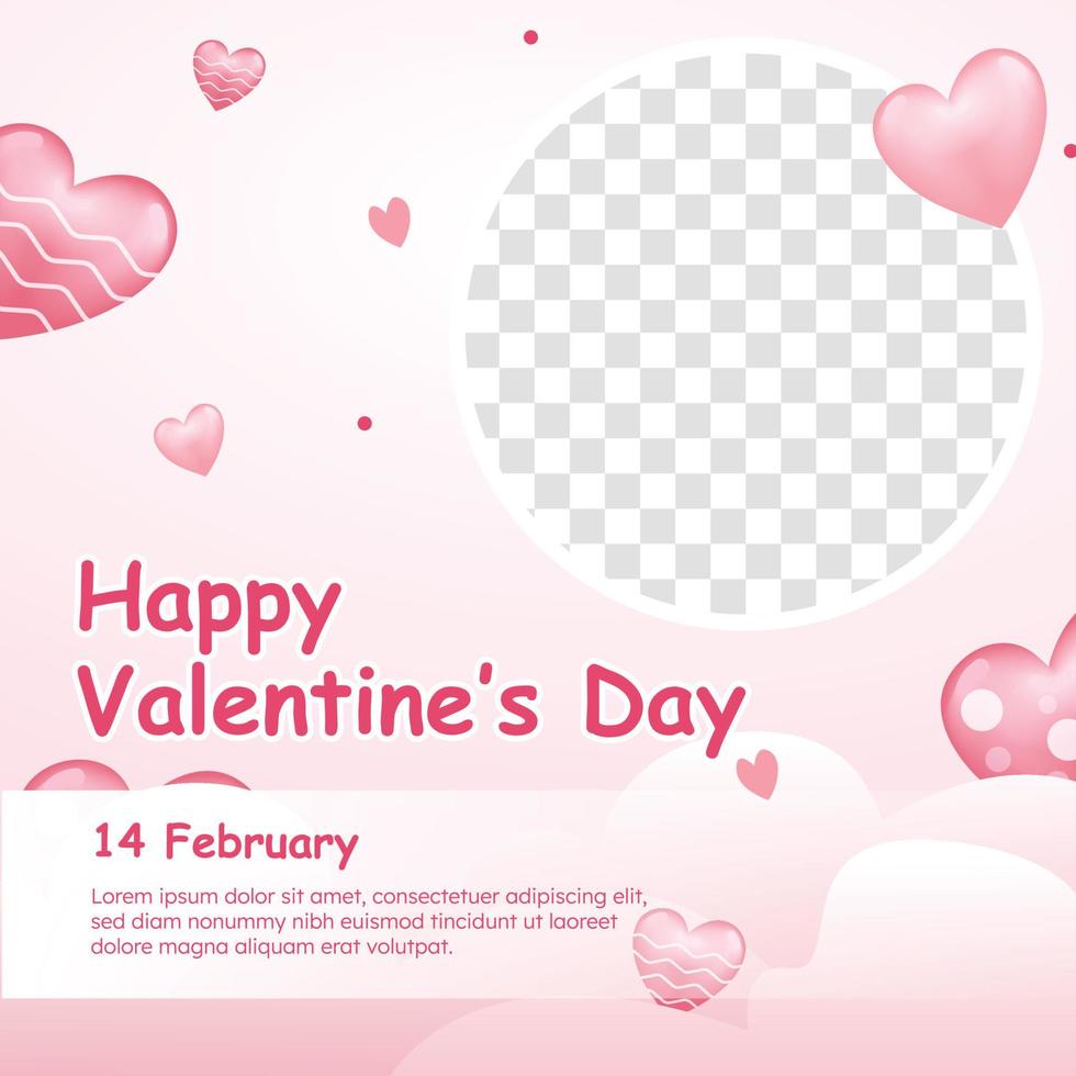 valentine day background social media post with ping background and heart wallpaper sweet and love vector