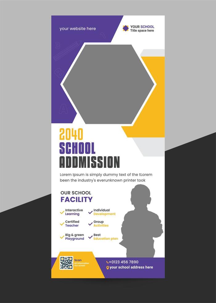 school admission roll up banner design template vector