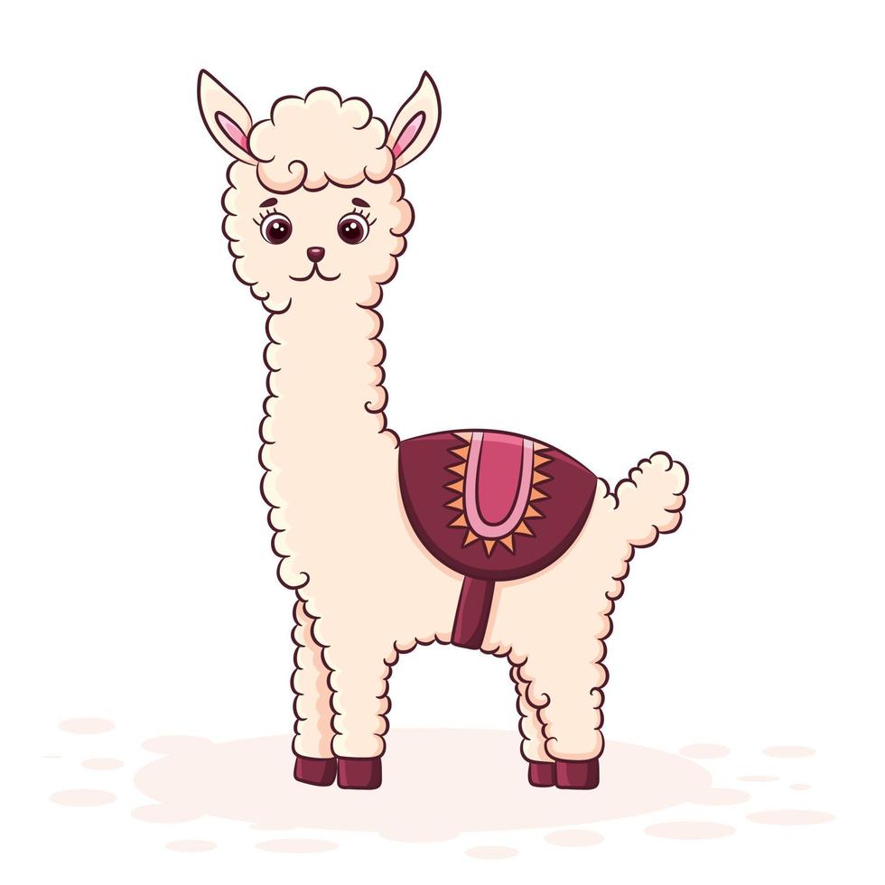 Cute cartoon llama vector