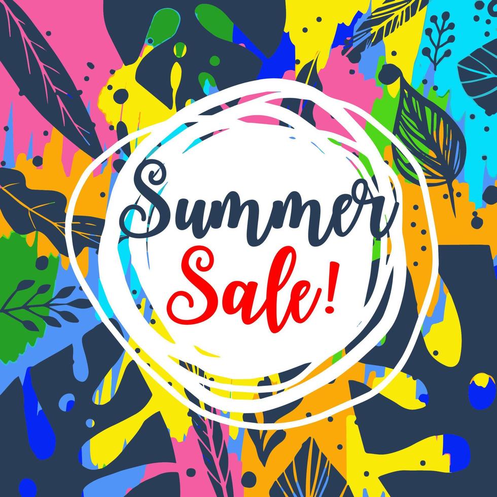 Summer Sale banner. Trendy tropical template vector illustration