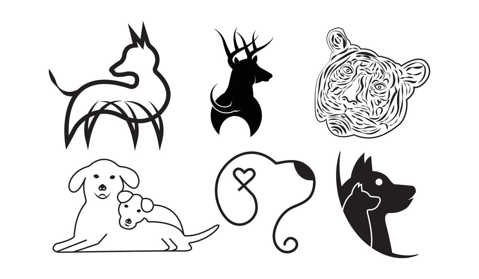 set of animals illustration icon pets Vector