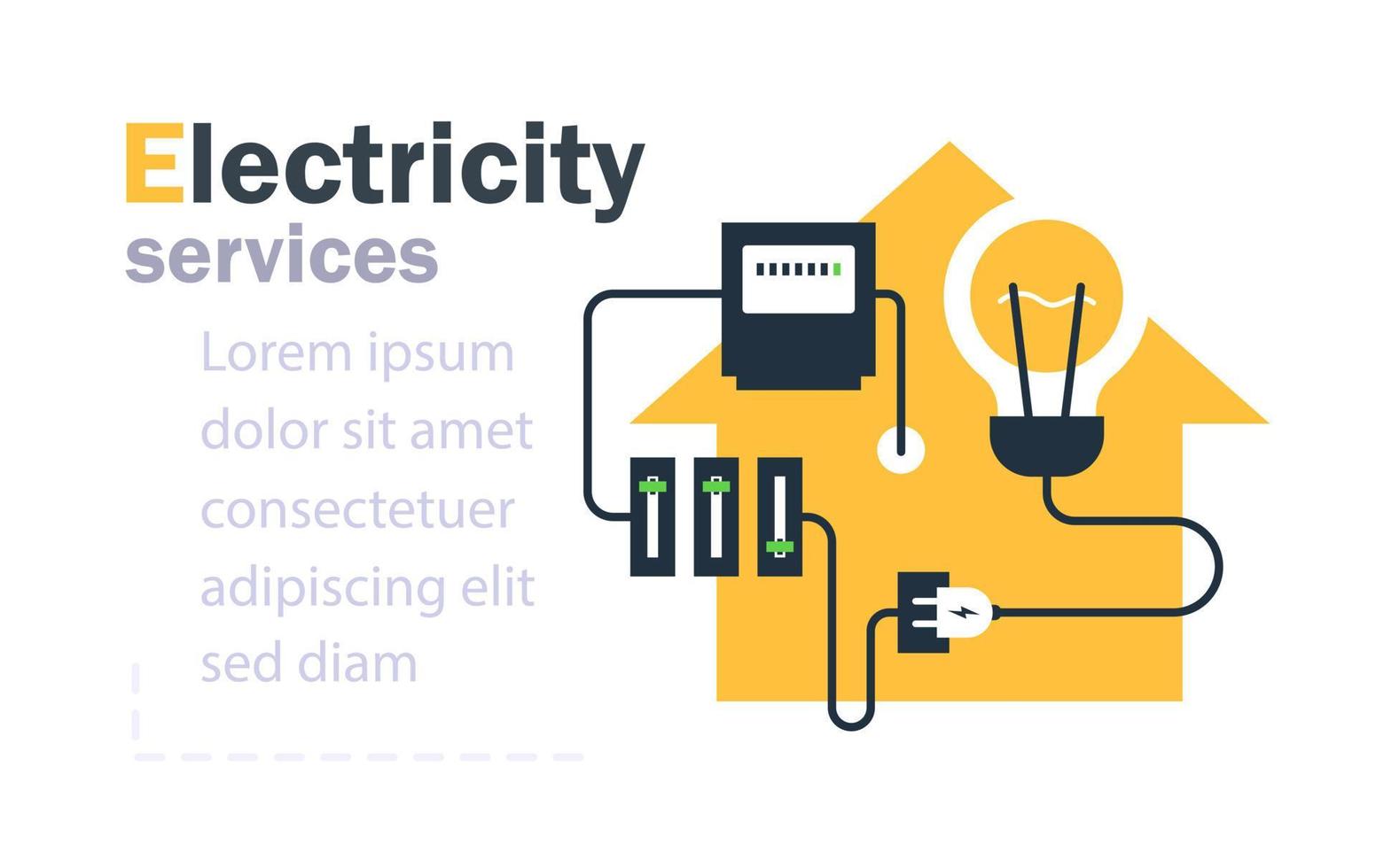 energy saving concept, electricity connection graphic elements. lignt bulb and plug fork,Electrical services and supply icons vector