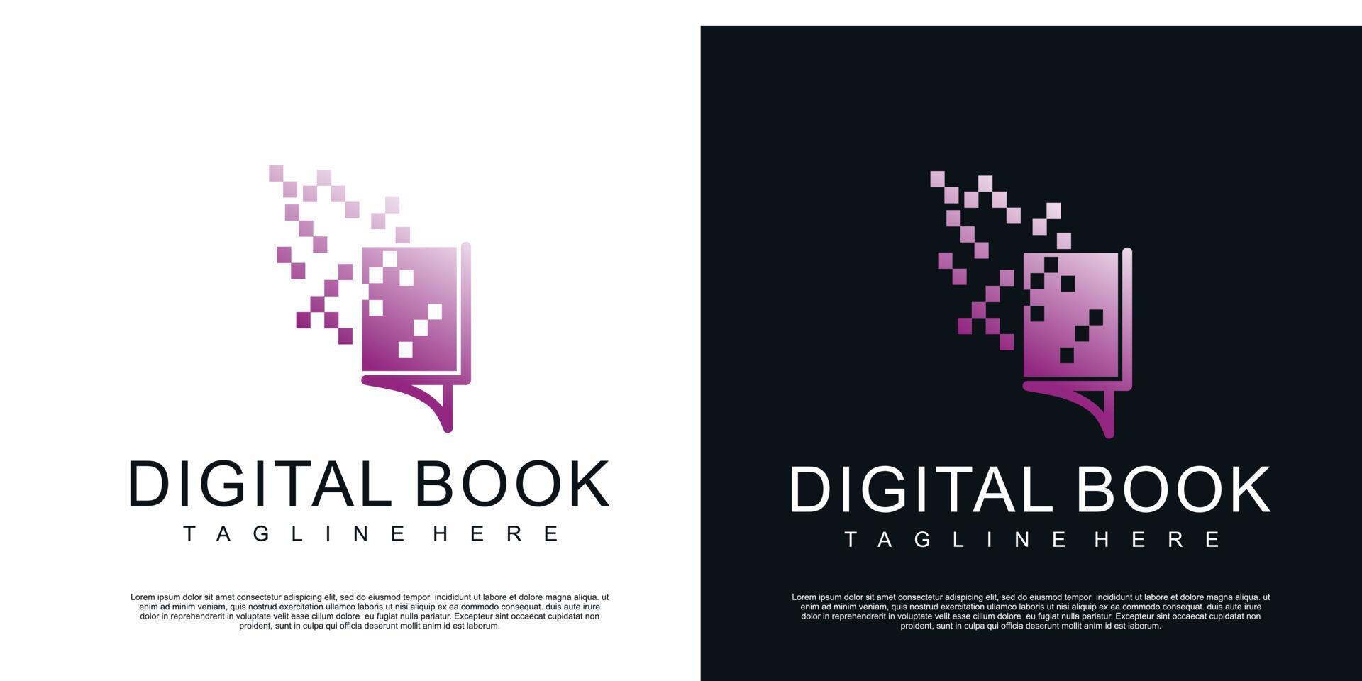 vector premium de plantilla de diseño de logotipo de libro de tecnología digital