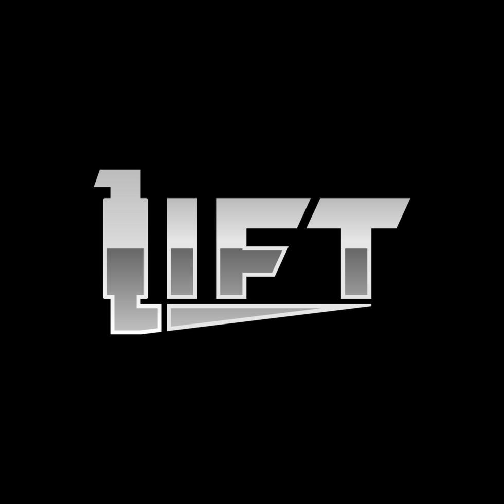 Simple letter or word LIFT font with fork image graphic icon logo design abstract concept vector stock. Can be used as a symbol related to to forklift or transportation