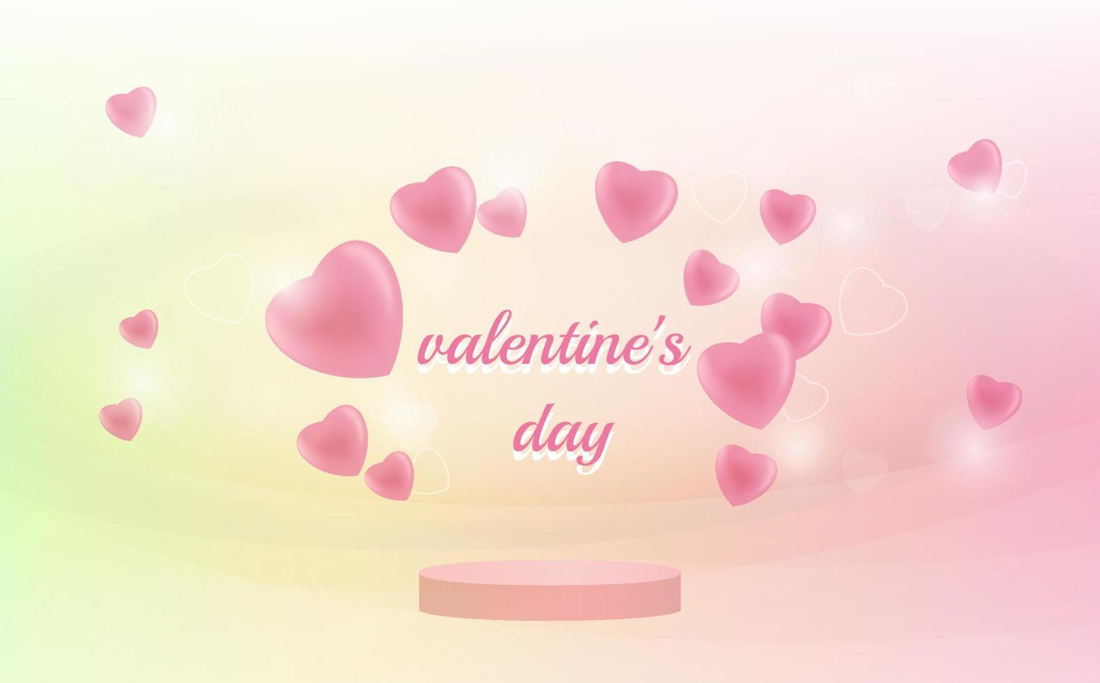 heart valentine background podium vector