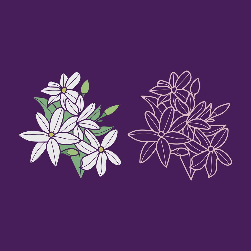 Collection of natural floral herbal art leaves flowers. Decorative beauty elegant illustration for hand drawn floral design vector