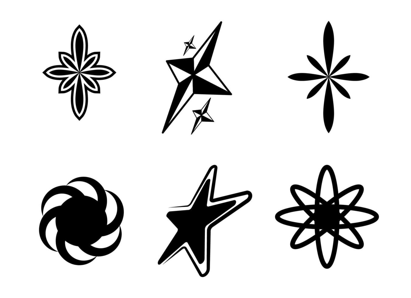 Set Y2K stars and retro futuristic graphic elements . Vector illustration.