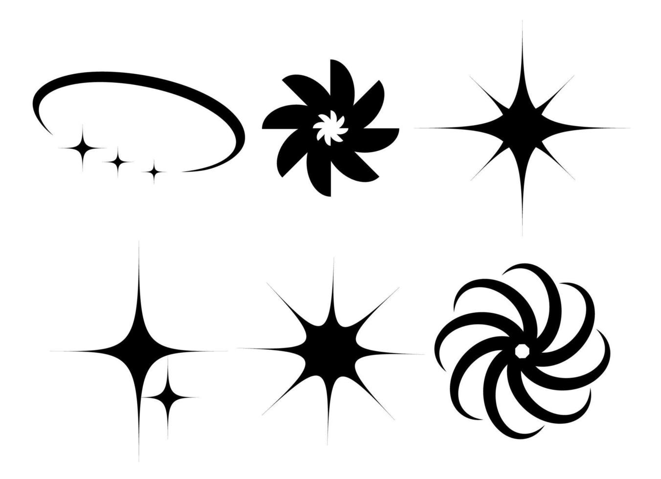 Set Y2K stars and retro futuristic graphic elements . Vector illustration.