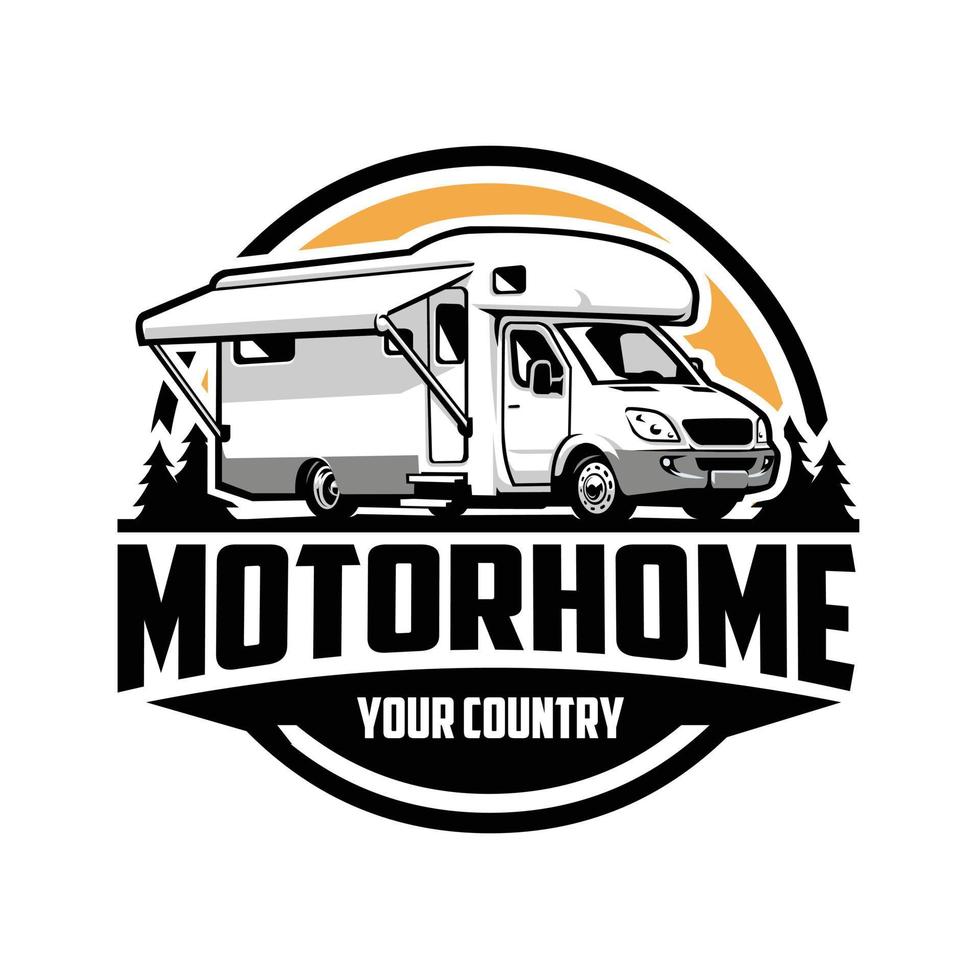 autocaravana campervan rv logo emblema arte vectorial aislado vector