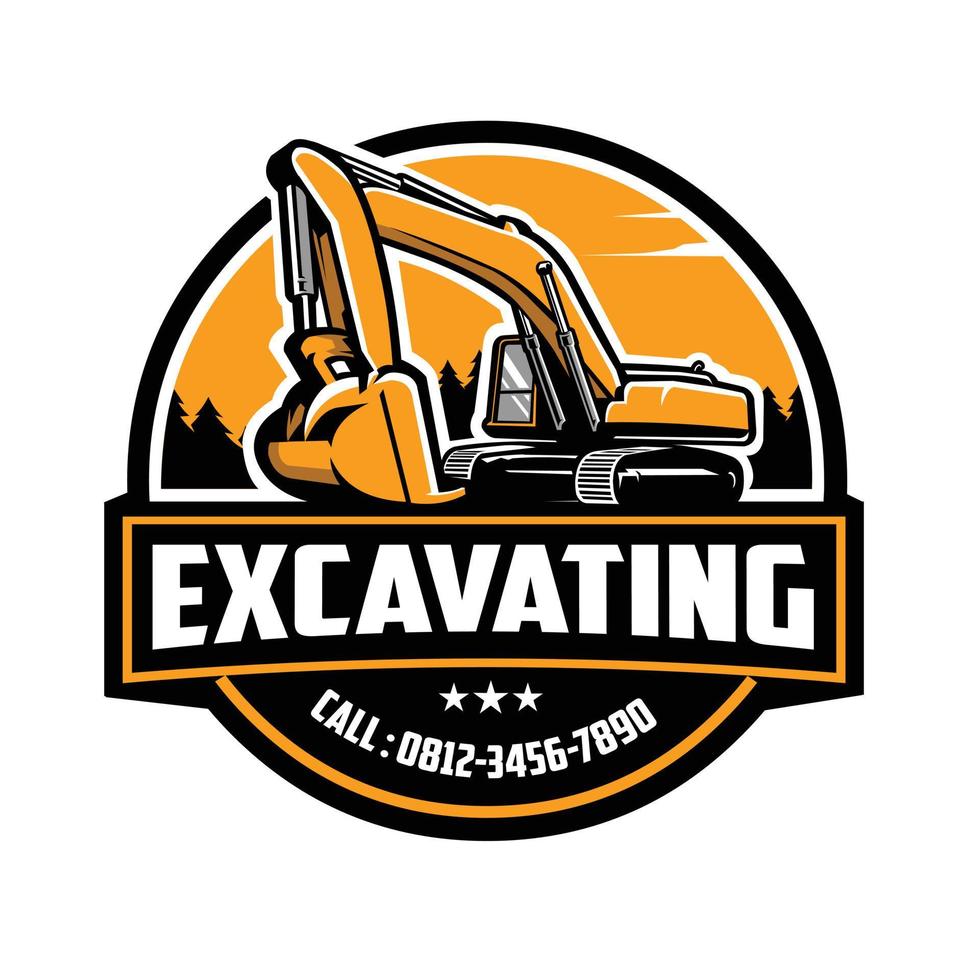 vector de plantilla de logotipo de empresa de excavación de excavadoras aislado
