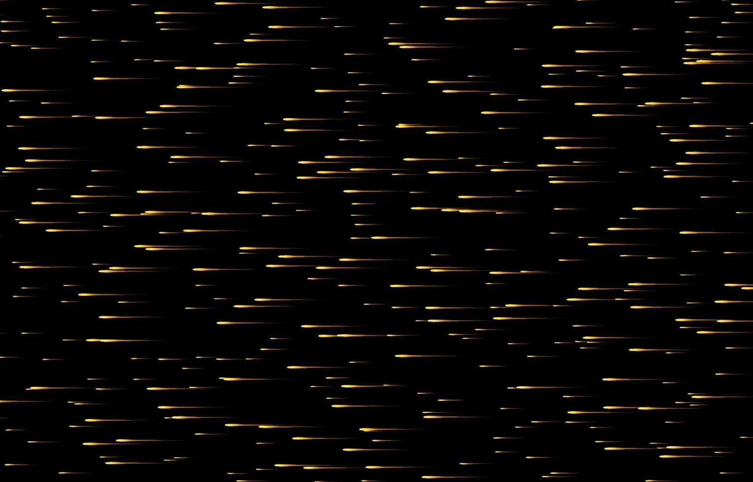 Golden meteor rain, flying stars. Abstract technology background. Light of falling a meteorite in the galaxy. Asteroid, comet and meteor vector illustration of universe, cosmos, space for promo, ads.