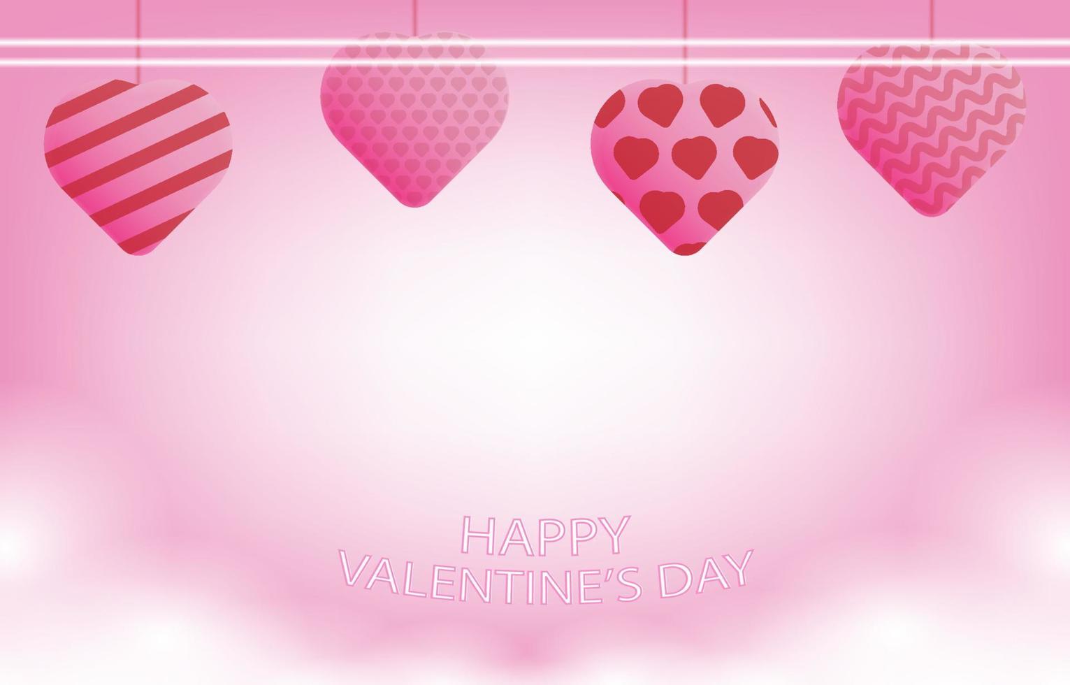 Happy Valentine's Day poster or banner with heart ballon on pink background. Design for promotion and shopping template. Background for Love and Valentine's day concept. vector