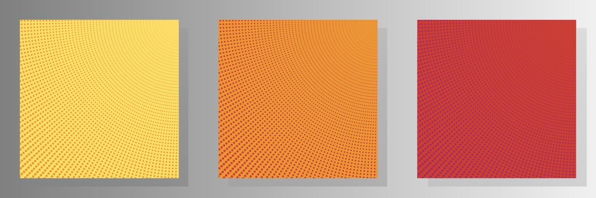 kit de vector de plantillas de página de título de semitono perforado de punto de fondo abstracto. fondos de tonos de pantalla descoloridos del catálogo digital. diseños de página de portada de diseño degradado fondo de color amarillo naranja y rojo.