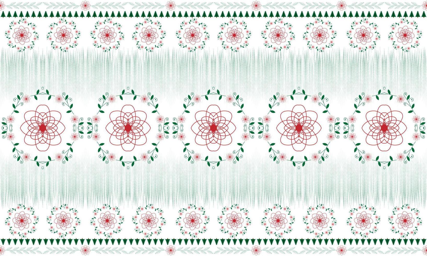 Ornate elegant antique porcelain flower and pine tree Christmas concept. Geometric Asian vintage retro style. Abstract seamless pattern texture fabric textile background backdrop art print vector. vector
