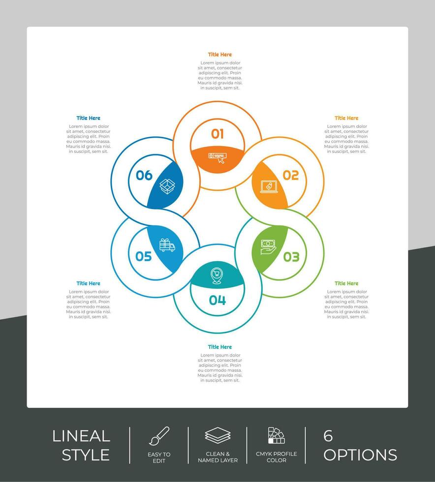 Line option circle infographic with paper effect concept for finance corporate. Option infographic can be used for presentation, brochure and marketing. vector