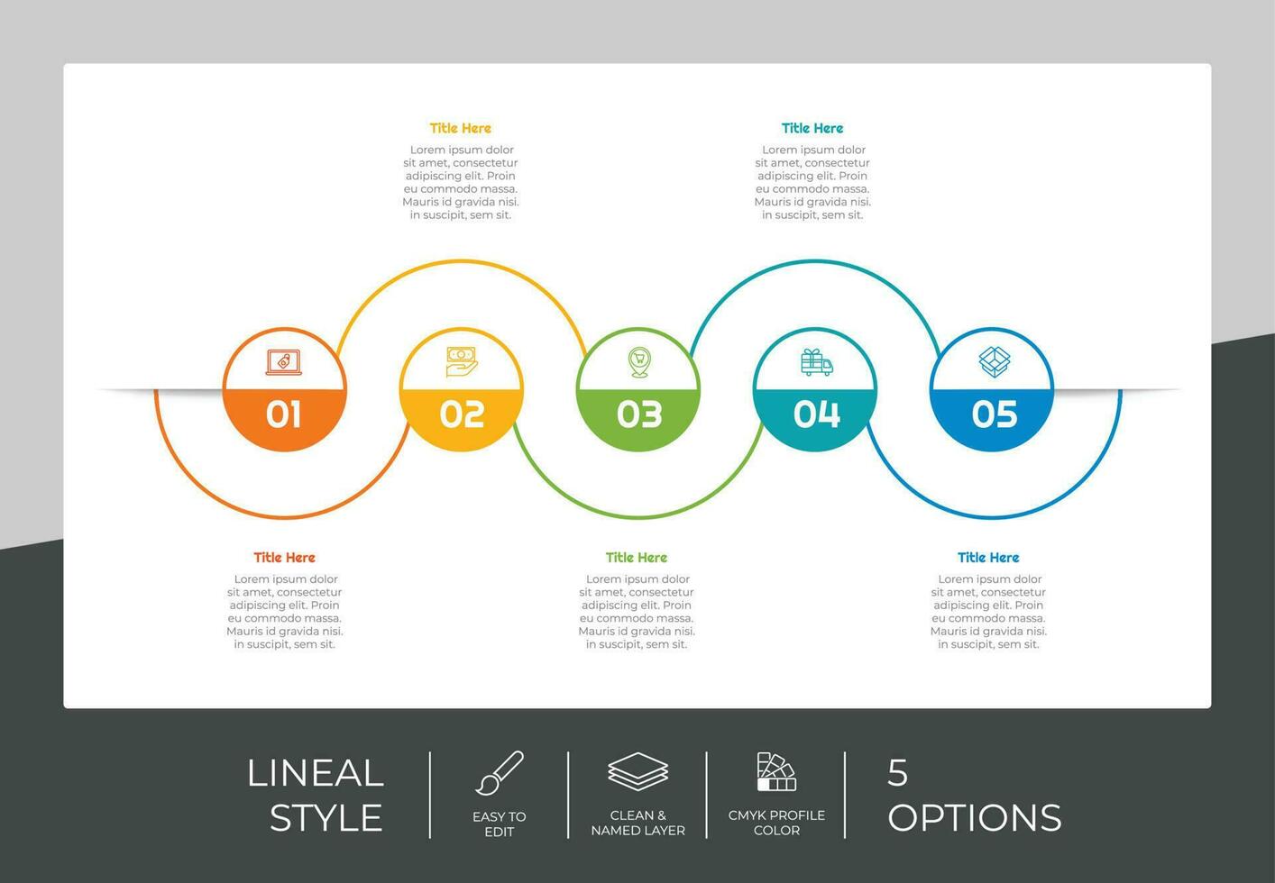 infografía de círculo de opción de línea con concepto de efecto de papel para finanzas corporativas. la infografía opcional se puede utilizar para presentaciones, folletos y marketing. vector