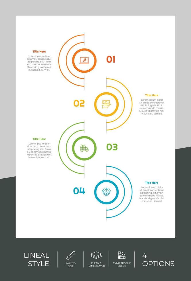 Line option circle infographic with paper effect concept for finance corporate. Option infographic can be used for presentation, brochure and marketing. vector