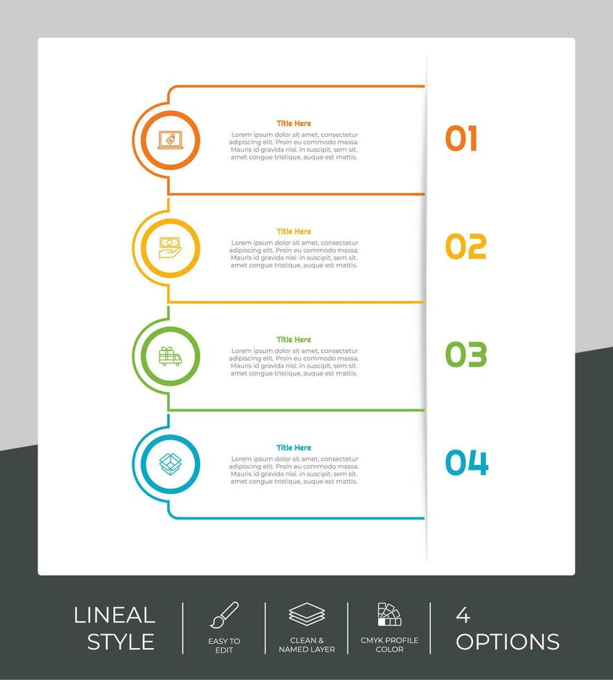 infografía cuadrada de opción de línea con concepto de efecto de papel para finanzas corporativas. la infografía opcional se puede utilizar para presentaciones, folletos y marketing. vector