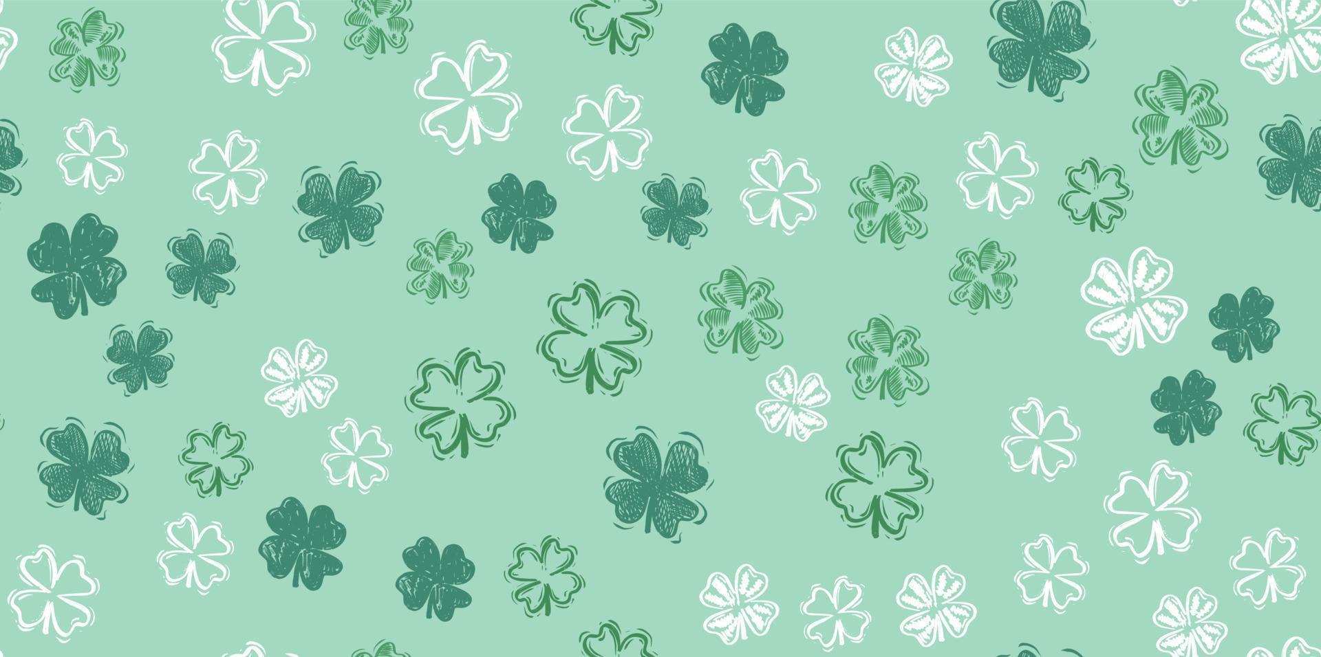 Saint Patricks Day, festive background with flying clover. vector