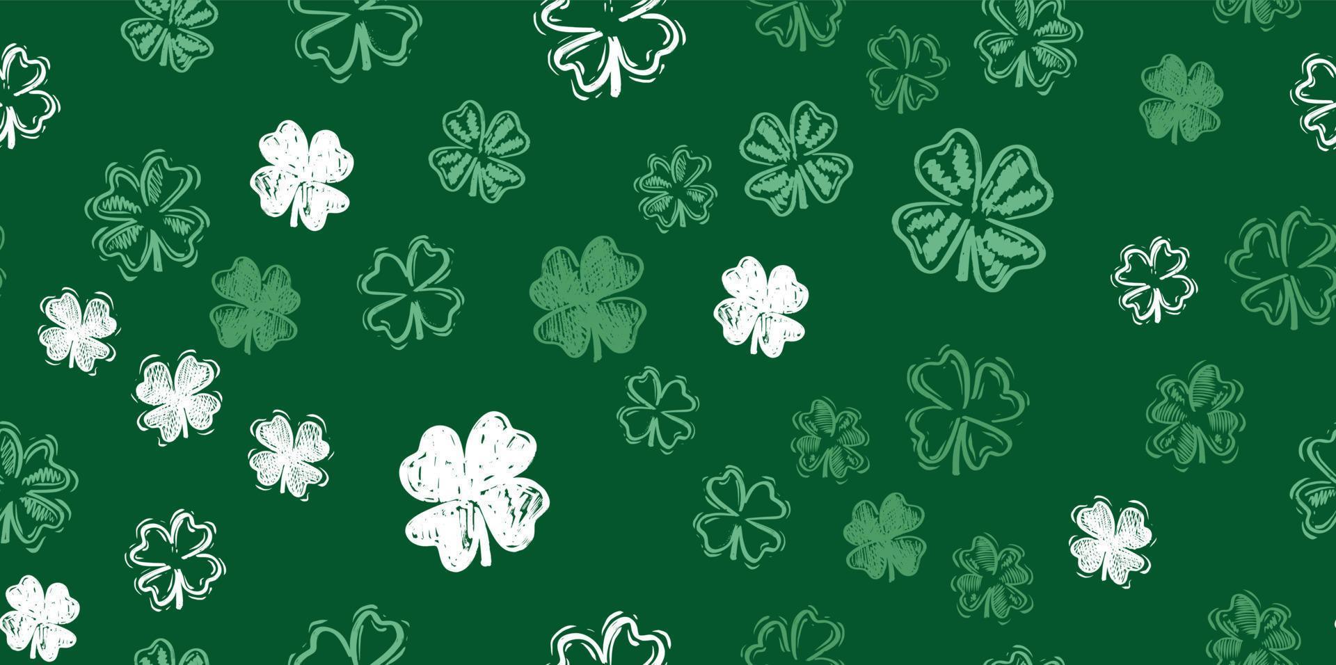 Saint Patricks Day, festive background with flying clover. vector