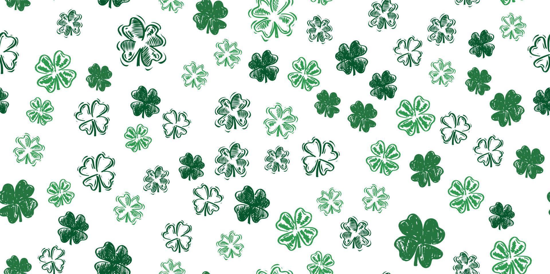 Saint Patricks Day, festive background with flying clover. vector