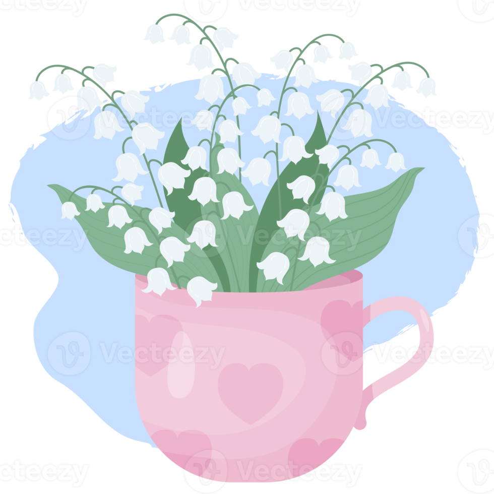 Bouquet of lilies of the valley in cup png