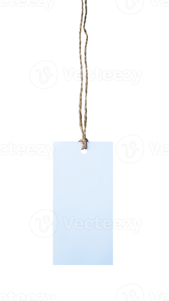 Blank white label with string for branding and price tag mockups png