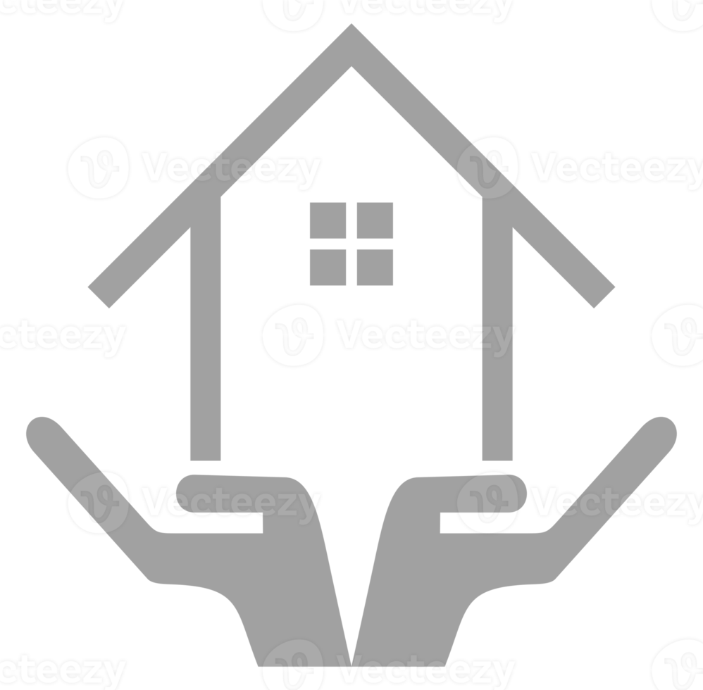 maison sur le symbole d'icône de main. illustration de la maison de rêve pour le logo, les applications, le site Web ou l'élément de conception graphique. formatpng png