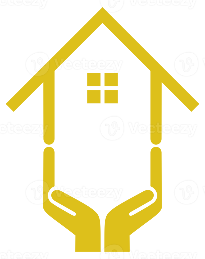 casa no símbolo do ícone de mão. ilustração da casa dos sonhos para logotipo, aplicativos, site ou elemento de design gráfico. formato png